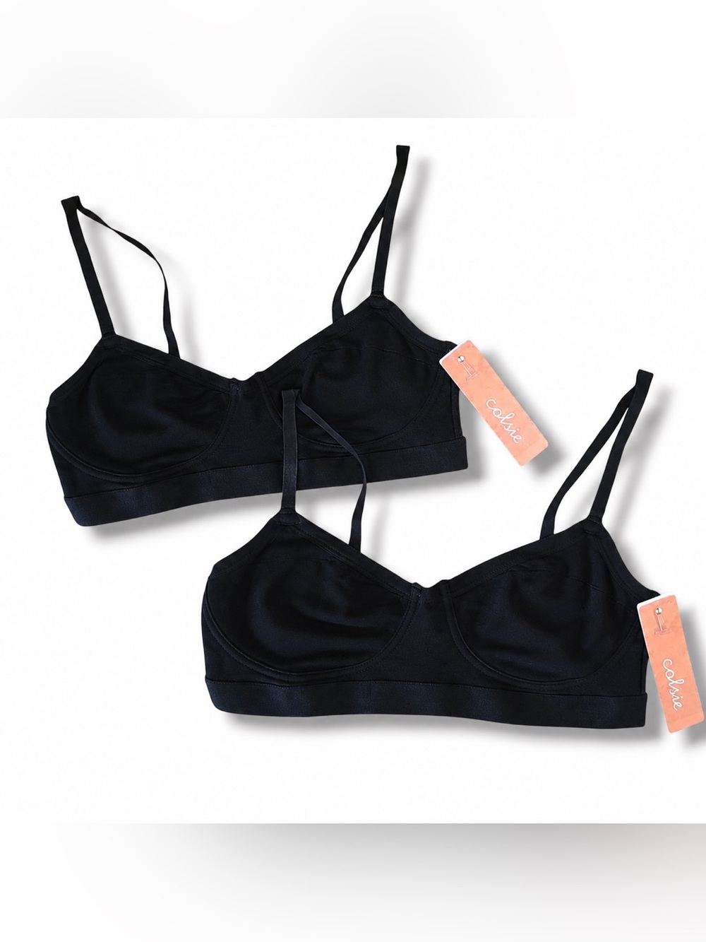Colsie Bundle of 2 Black Thin-Strap Bralette Size XS NWT